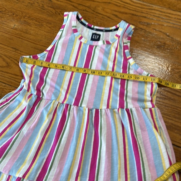 GAP stripe tank style dress. Side pockets.  Size Large.  Pinks, blue, green. - Picture 3 of 10